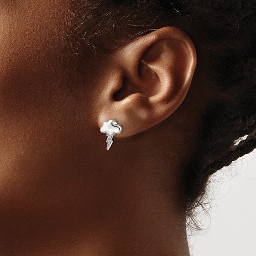 925 Sterling CZ Silver Storm Cloud Stud Earrings