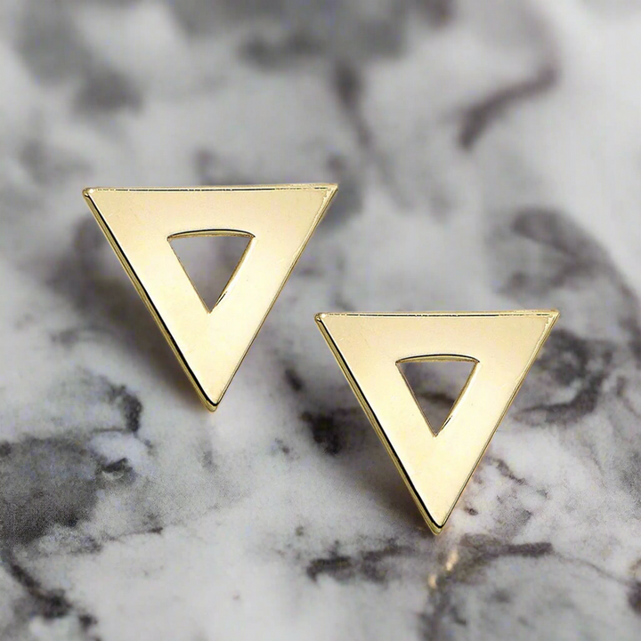 14k Gold Open Triangle 12mm Stud Earrings