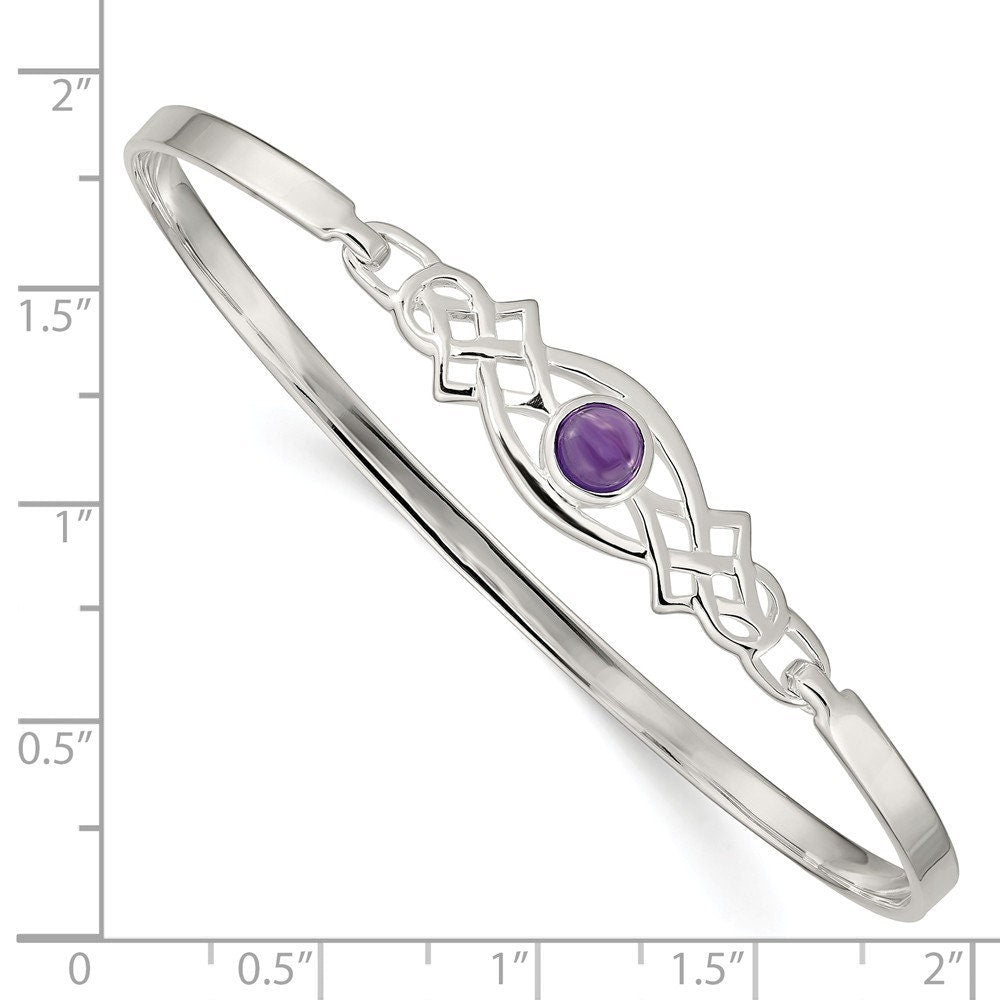 925 Sterling Silver Amethyst Celtic Slip-On Bangle Bracelet