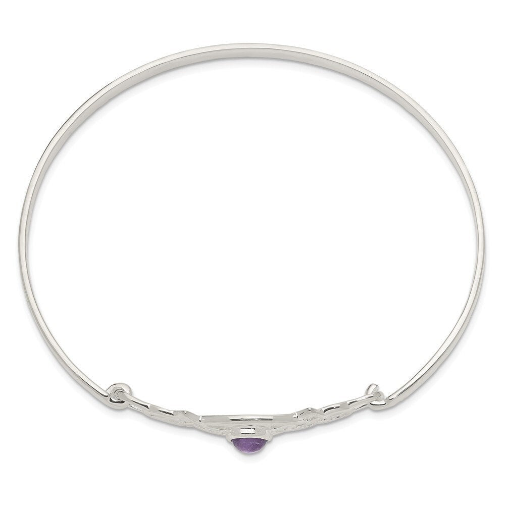 925 Sterling Silver Amethyst Celtic Slip-On Bangle Bracelet