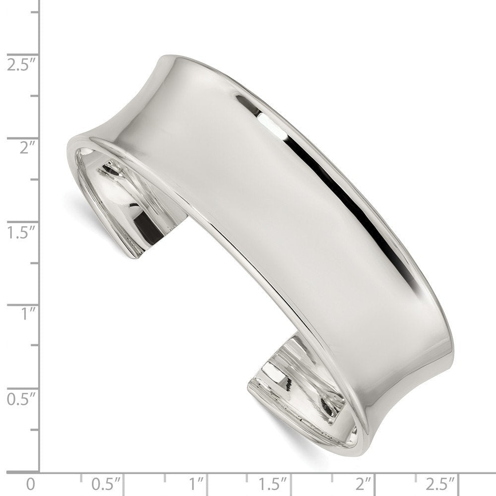 925 Sterling Silver Concave Engravable 20mm Wide Cuff Bangle Bracelet
