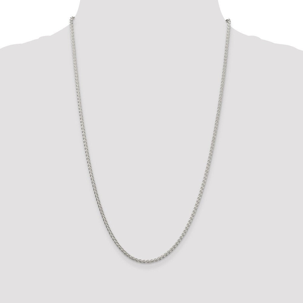 925 Sterling Silver 2.5mm Round Wheat Chain Necklace - 16-42"