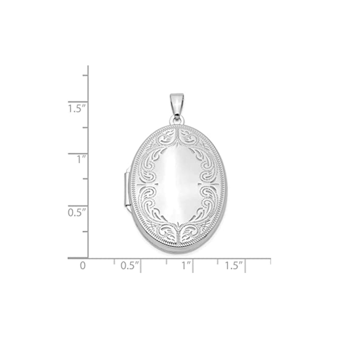 Sterling Silver Polished Engravable 2 Photo Large Oval Scroll Locket Pendant Necklace