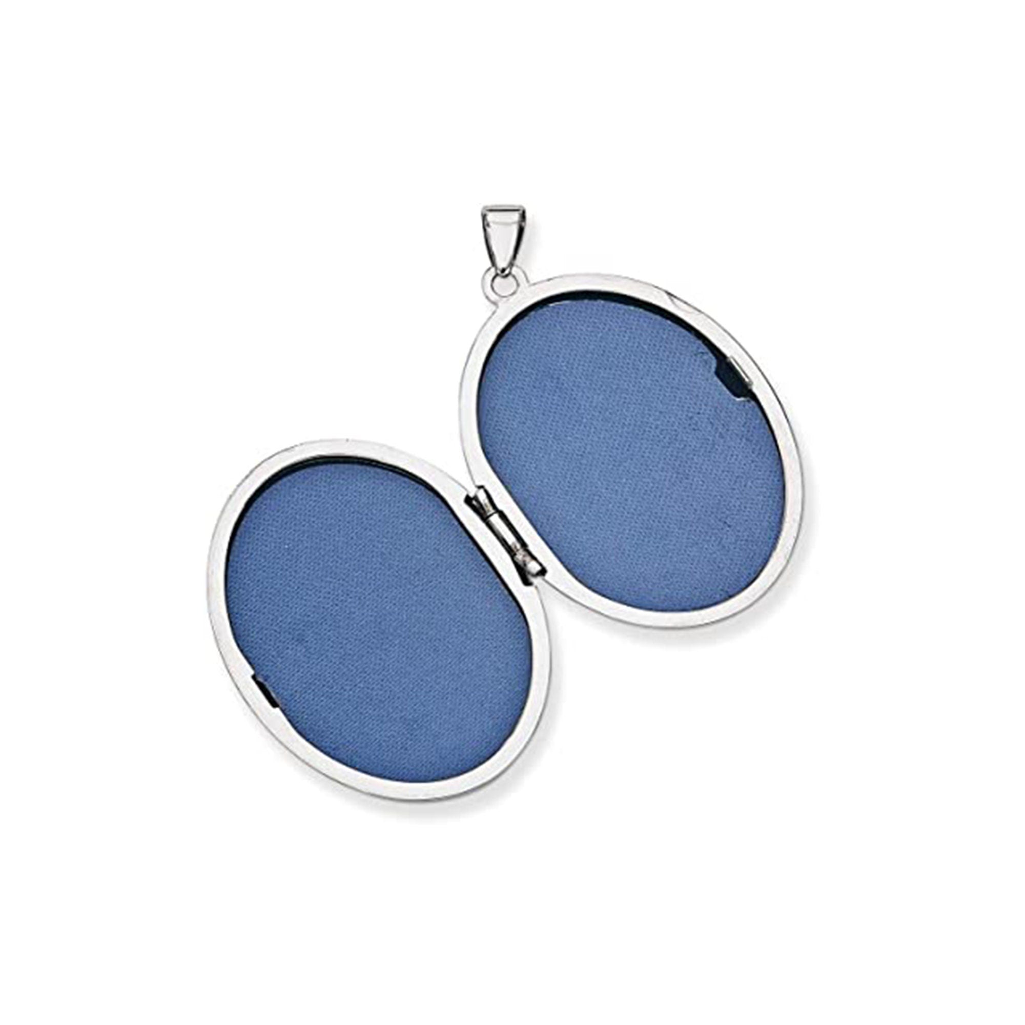 Sterling Silver Polished Engravable 2 Photo Large Oval Scroll Locket Pendant Necklace