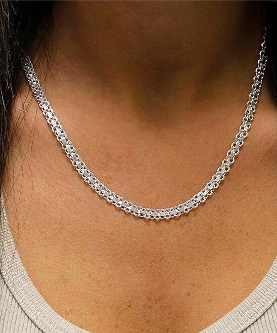 925 Sterling Silver 3.5mm Bismark Chain Necklace (16-30 Inch) - Chain necklace for Women and Men - Woven Chain Necklace