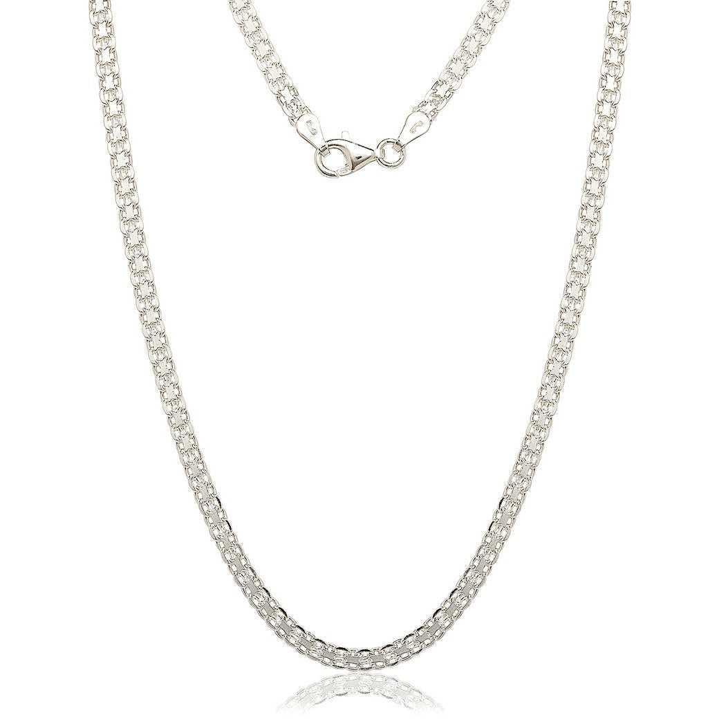 925 Sterling Silver 3.5mm Bismark Chain Necklace (16-30 Inch) - Chain necklace for Women and Men - Woven Chain Necklace
