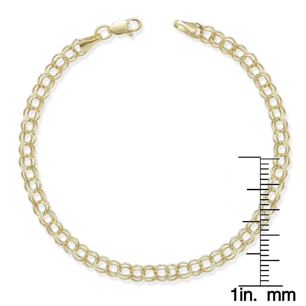 10K Yellow Gold Lightweight 4mm Double Link Charm Bracelet