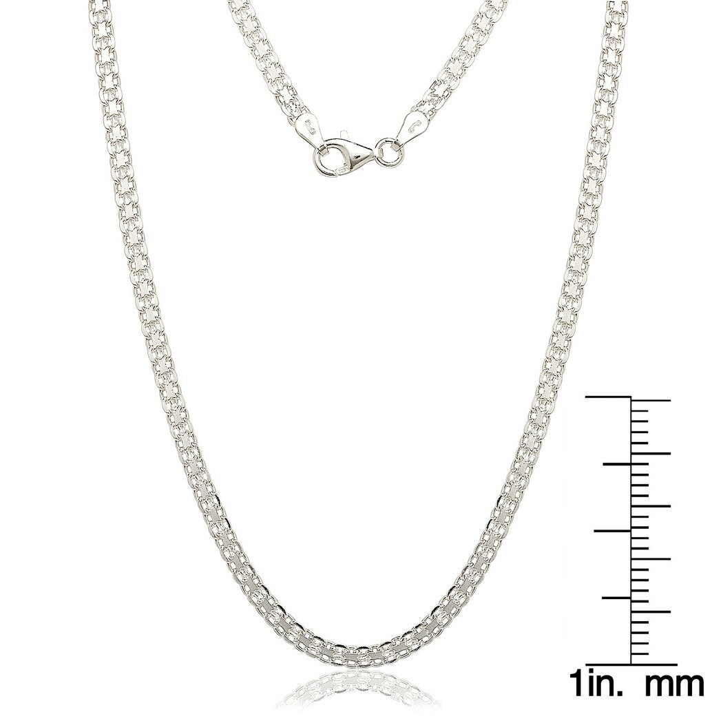 925 Sterling Silver 3.5mm Bismark Chain Necklace (16-30 Inch) - Chain necklace for Women and Men - Woven Chain Necklace