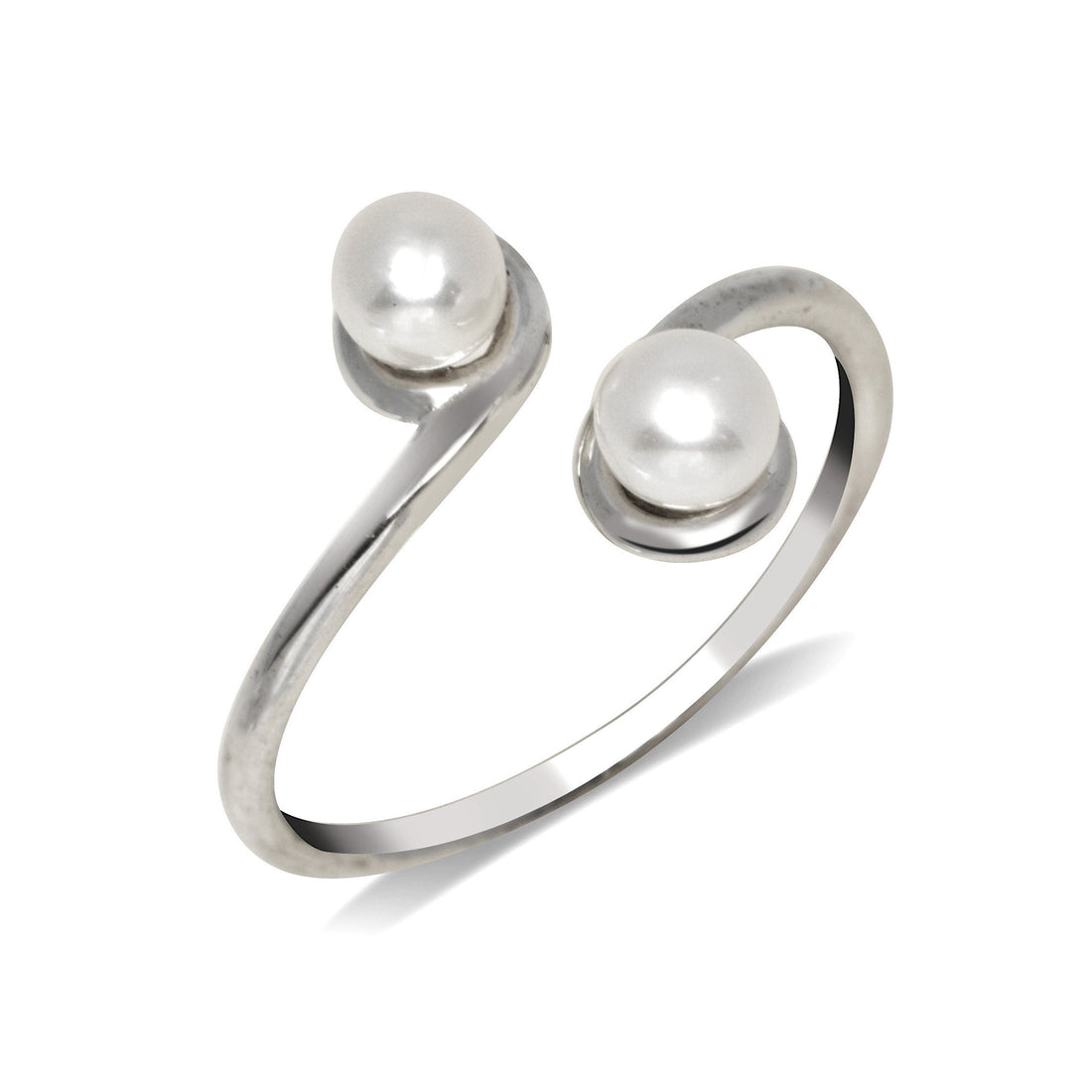 Solid 925 Sterling Silver Freshwater Cultured Pearl Bypass Adjustable Toe Ring (10mmx15mm)