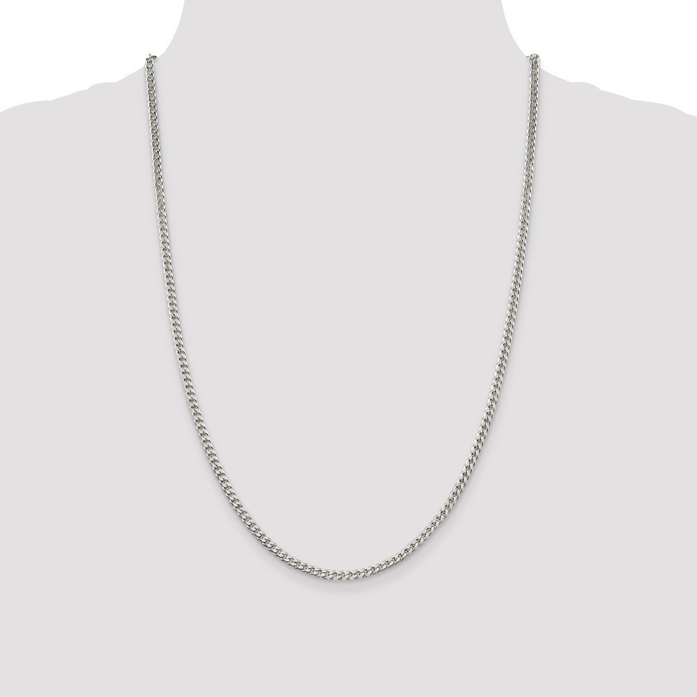 925 Sterling Silver Polished 3.15mm Curb Chain Necklace - Jewelry Gifts for Men or Boys- Length Options:  22 26 30