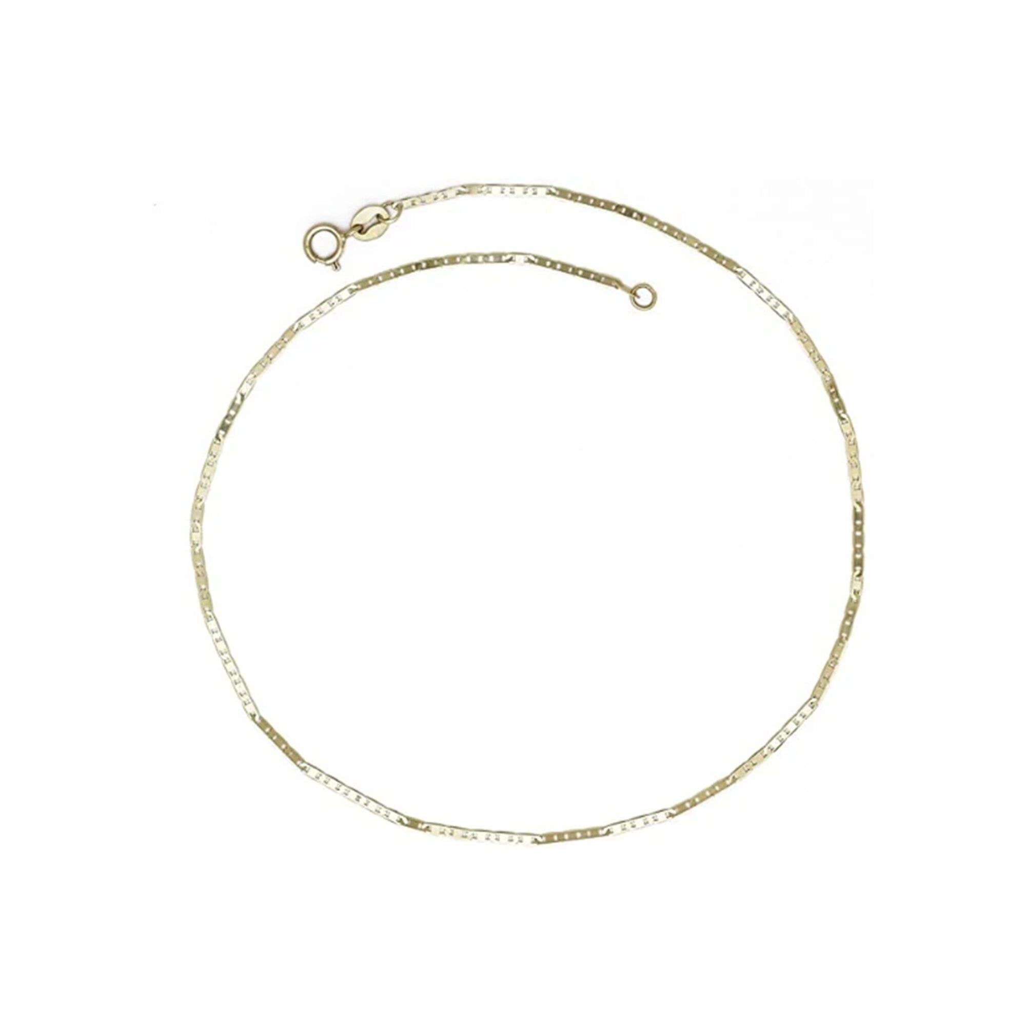 10k Yellow Gold Mariner Chain Anklet - 1.3mm x 10"