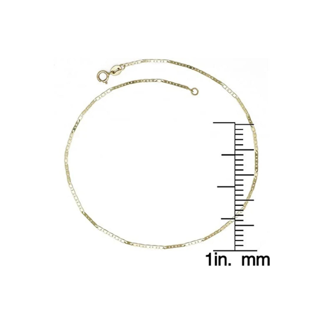 10k Yellow Gold Mariner Chain Anklet - 1.3mm x 10"