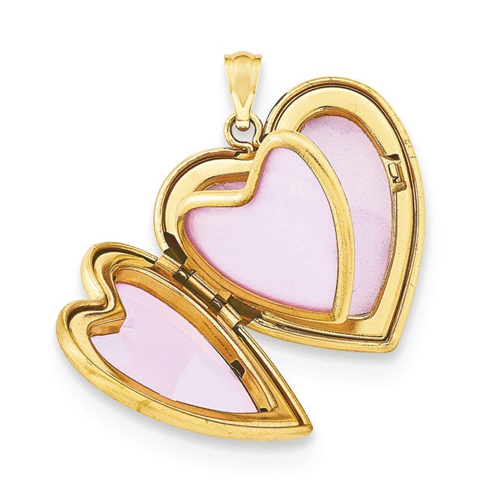 14k Gold Filled Satin Engravable 4 Photo Two-tone Grandma Heart Locket Necklace