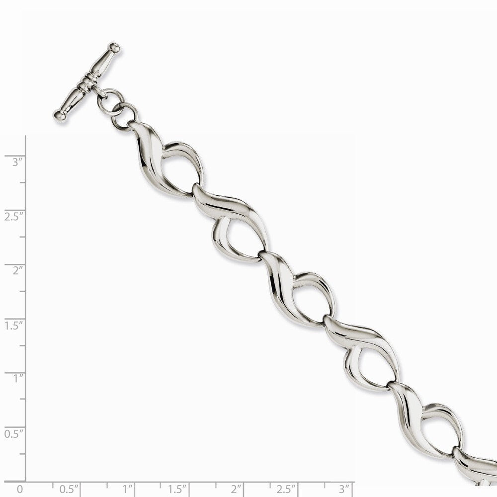 Stainless Steel 8.25" Polished Link Toggle Bracelet