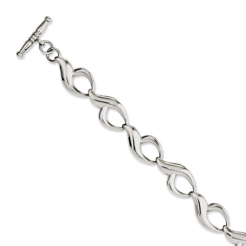 Stainless Steel 8.25" Polished Link Toggle Bracelet