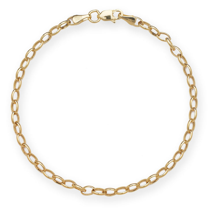 14k Yellow Gold 3.2mm 7" Oval Rolo Chain Bracelet