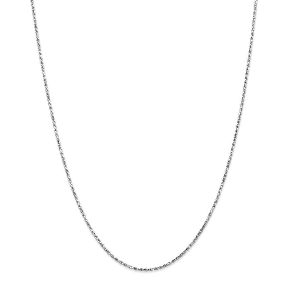 10k White Gold Diamond cut Solid 1.5mm Rope Chain Necklace - 16-30"