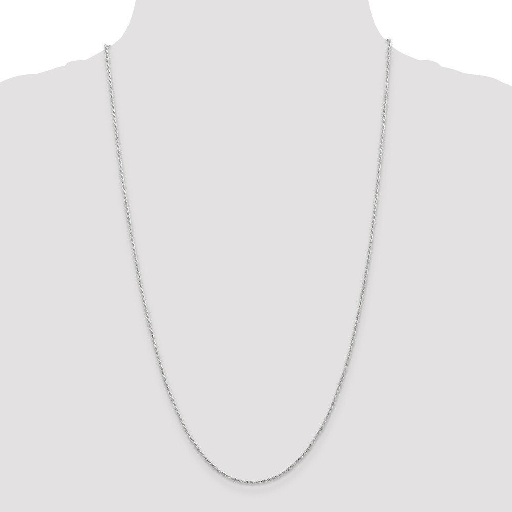 10k White Gold Diamond cut 1.5mm Rope Chain Necklace - 16-30"