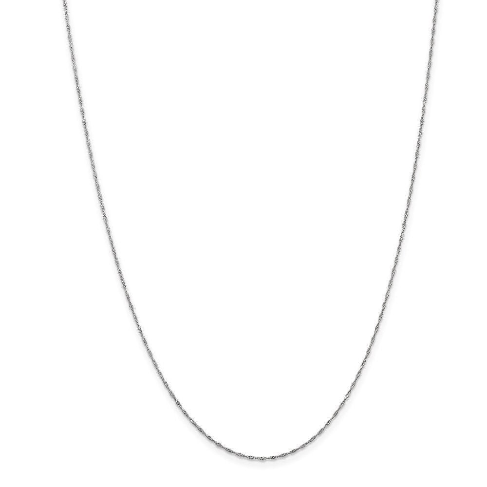 14k White Gold Solid 1mm Singapore Chain Necklace - 14-30"