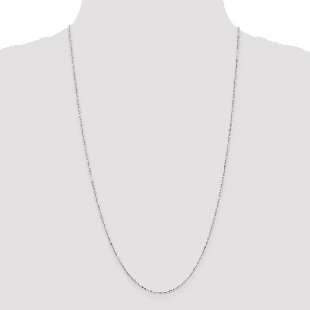 14k White Gold Solid 1mm Singapore Chain Necklace - 14-30"