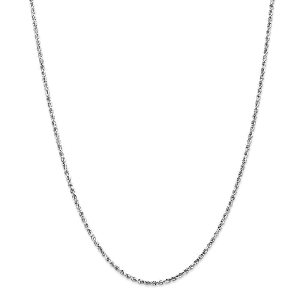 14k White Gold Solid 1.75mm Diamond Cut Rope Chain Necklace - 16-36"