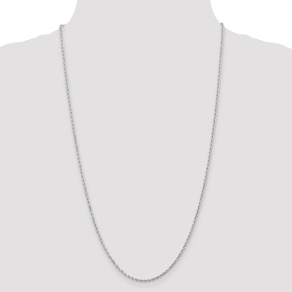 14k White Gold Solid 1.75mm Diamond Cut Rope Chain Necklace - 16-36"