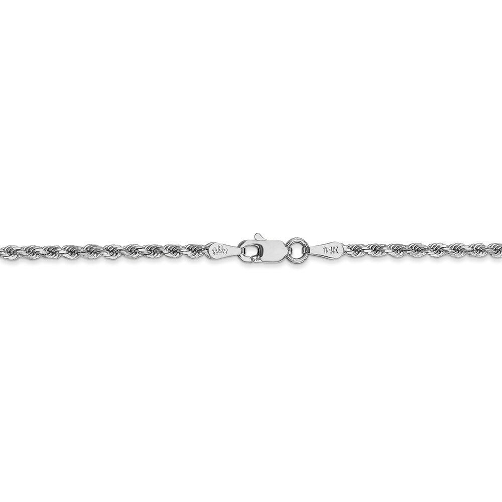 14k White Gold Solid 1.75mm Diamond Cut Rope Chain Necklace - 16-36"