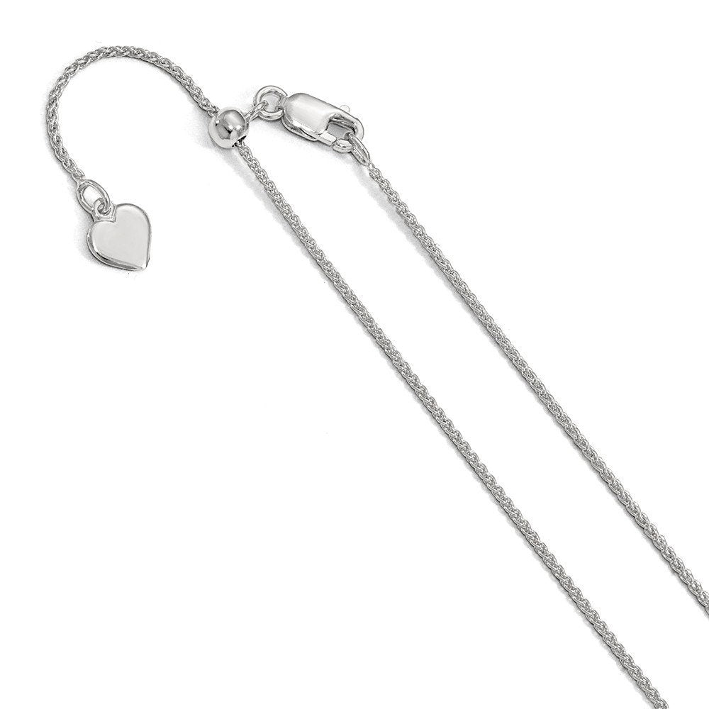 925 Sterling Silver Polished Adjustable 1mm or 1.3mm Wheat Spiga Chain Necklace - Adjustable Necklace for Women - Length Options:  22 30 36