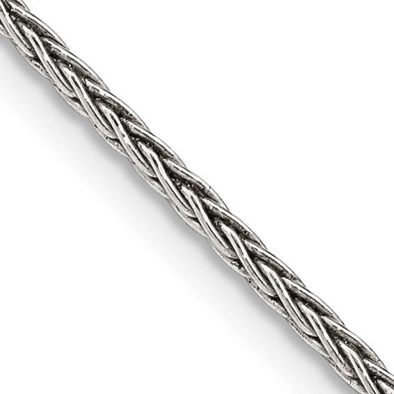 925 Sterling Silver Solid 1.6mm Antiqued Square Spiga Chain Necklace - Jewelry Gifts for Men or Women - Length Options:  16 18 20 22 24 30