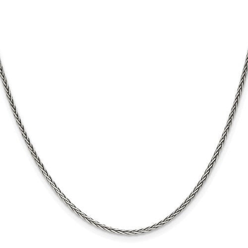 925 Sterling Silver Solid 1.6mm Antiqued Square Spiga Chain Necklace - Jewelry Gifts for Men or Women - Length Options:  16 18 20 22 24 30