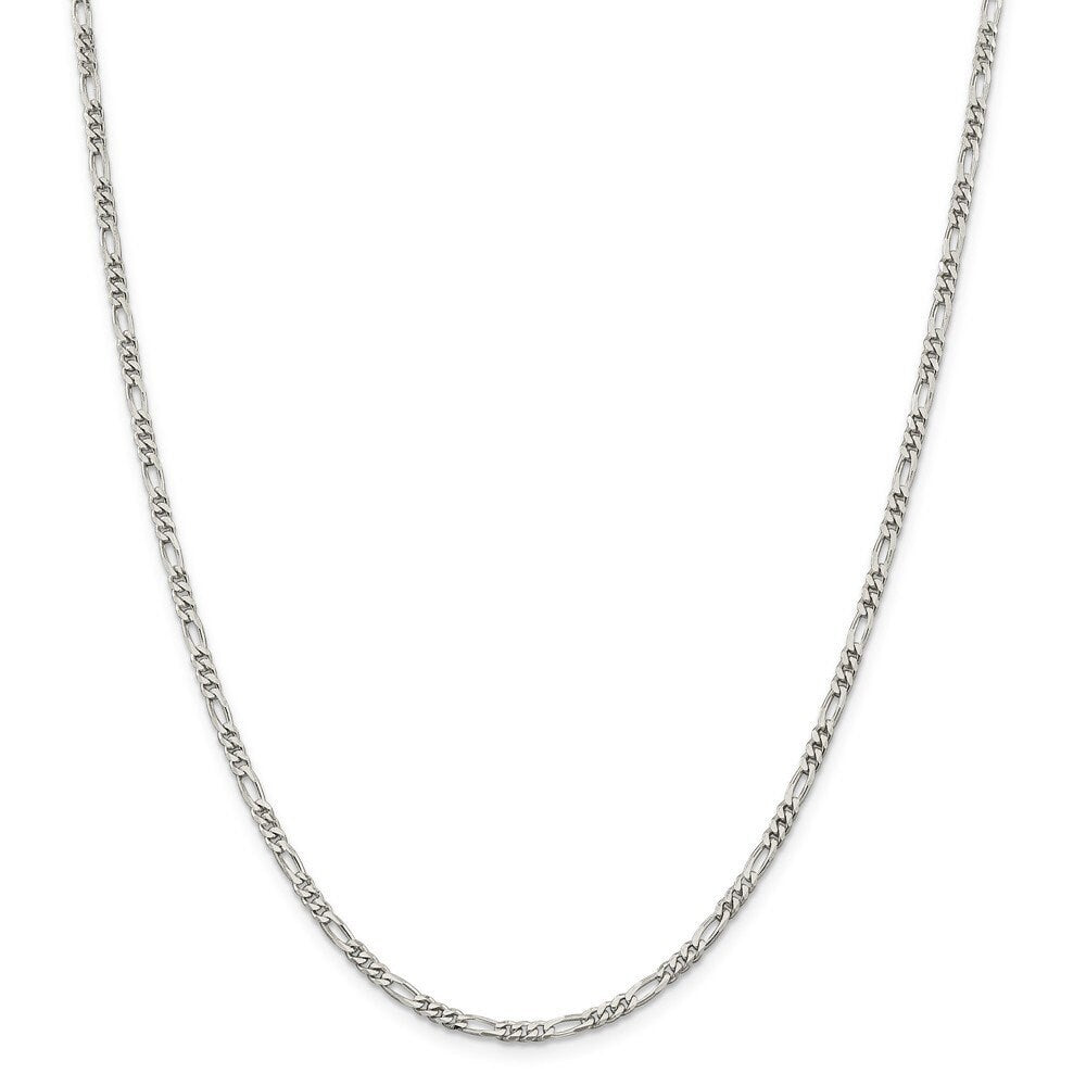 925 Sterling Silver Solid 3mm Figaro Chain Necklace - Jewelry Gifts for Men Boys - Length Options:  16 18 20 22 24 26 28 30