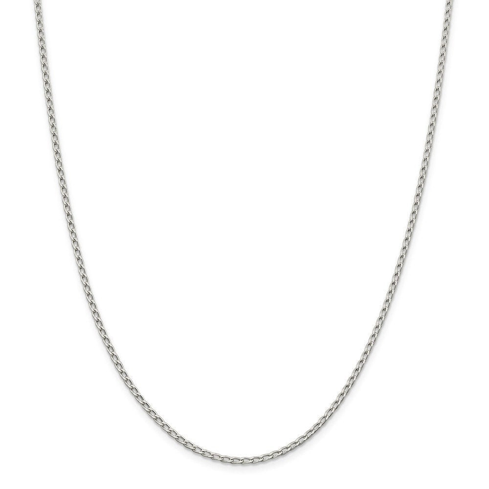 925 Sterling Silver 2.0mm Elongated Open Link Chain Necklace - Jewelry Gifts for Women - Length Options:  16 18 20 24