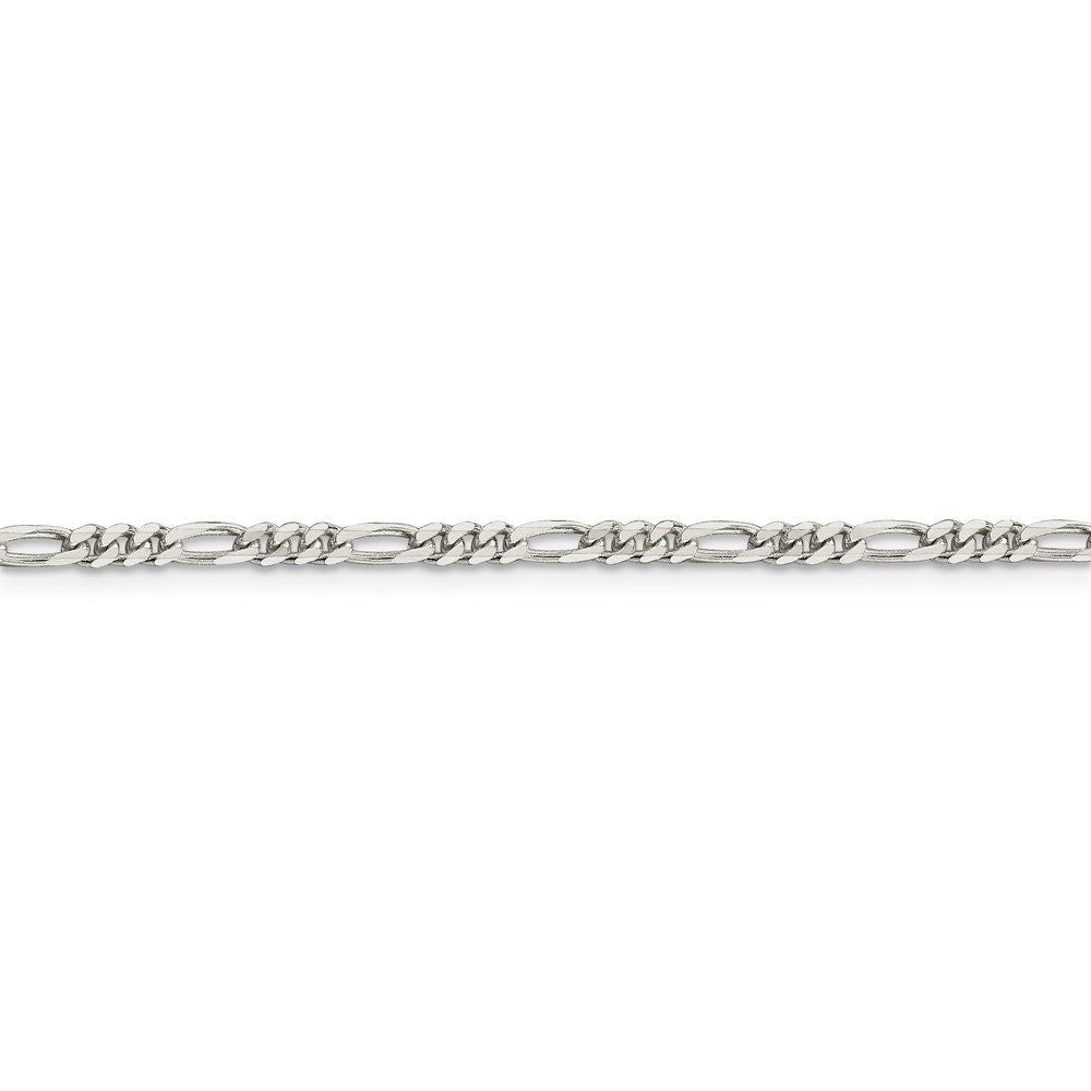 925 Sterling Silver Solid 3mm Figaro Chain Necklace - Jewelry Gifts for Men Boys - Length Options:  16 18 20 22 24 26 28 30