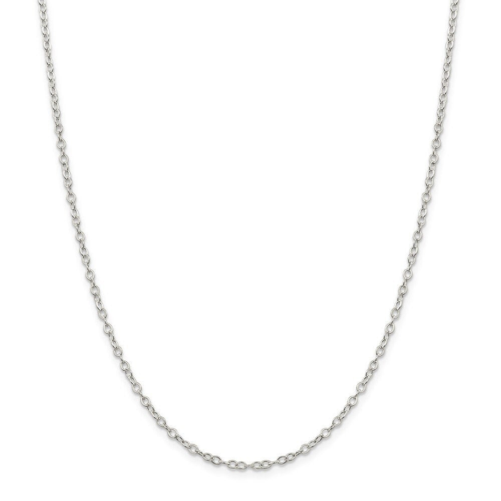 925 Sterling Silver 2.5mm Flat Open Oval Cable Chain Necklace - Jewelry Gifts for Women - Length Options:  16 18 20 24