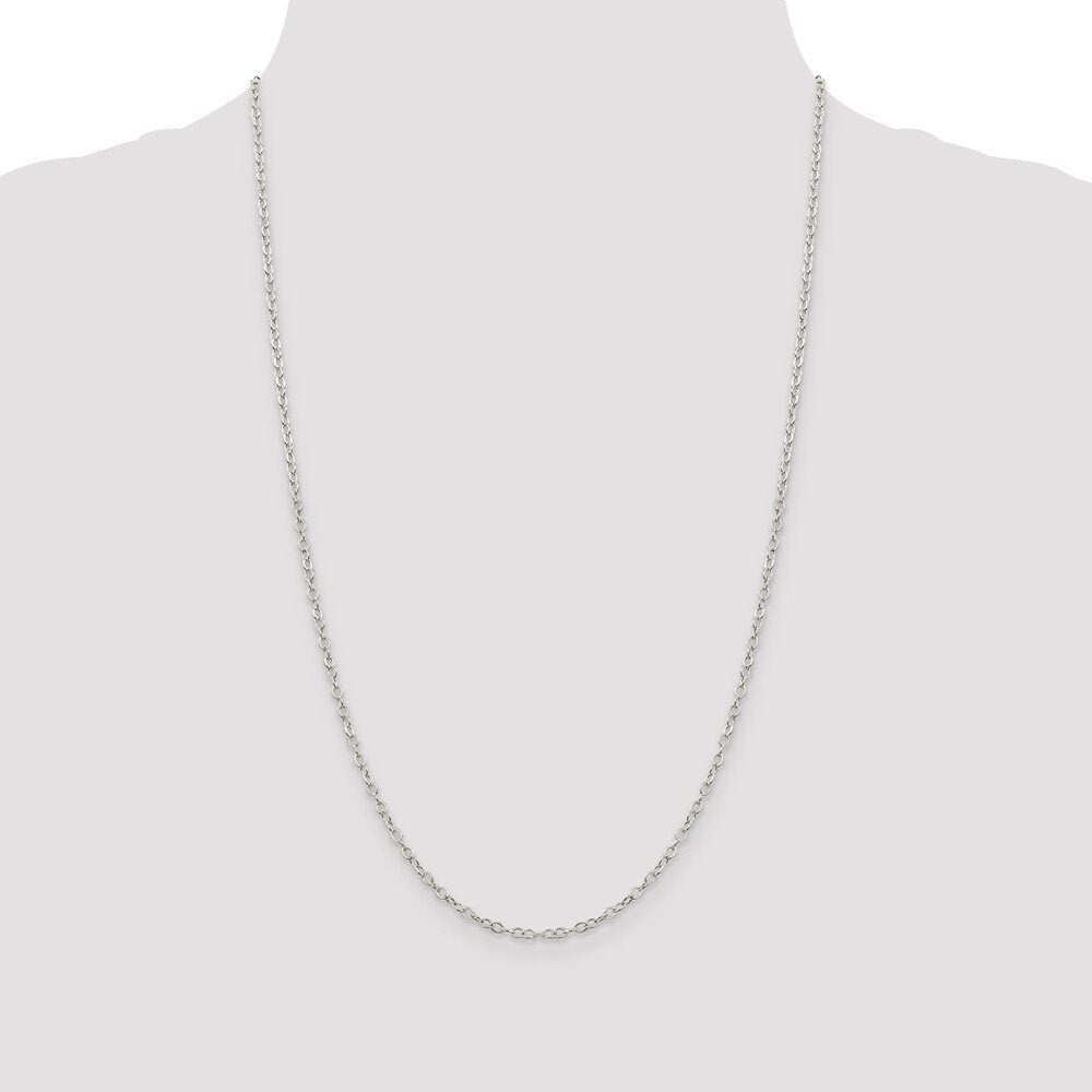 925 Sterling Silver 2.5mm Flat Open Oval Cable Chain Necklace - Jewelry Gifts for Women - Length Options:  16 18 20 24