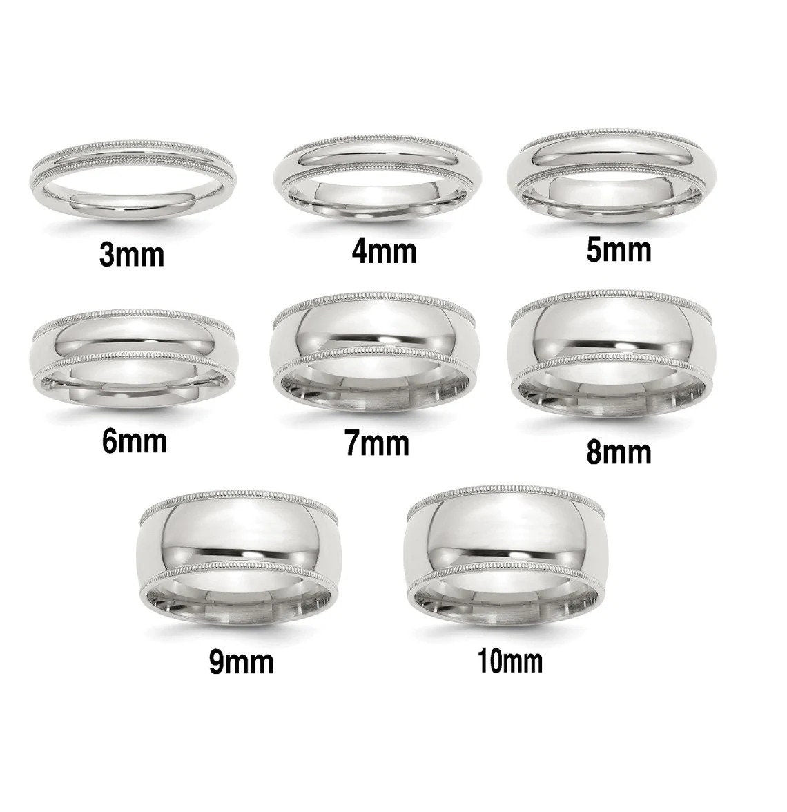 925 Sterling Silver Unisex Milgrain Comfort Fit Wedding Band Ring - 3-10mm - Size 4-13 - Free Engraving