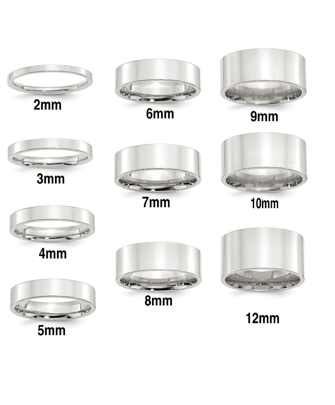 FREE ENGRAVING Sterling Silver Unisex Light Flat Wedding Band Ring - 2mm - 12mm -  Ring Size 4 -13.5 - Cigar Band Wedding Ring for Women Men
