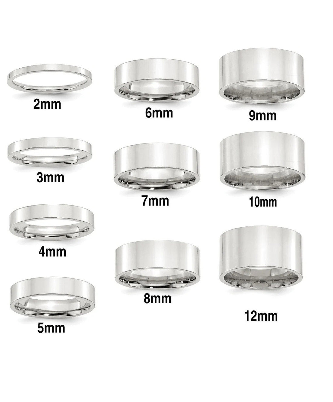 FREE ENGRAVING Sterling Silver Unisex Light Flat Wedding Band Ring - 2mm - 12mm -  Ring Size 4 -13.5 - Cigar Band Wedding Ring for Women Men
