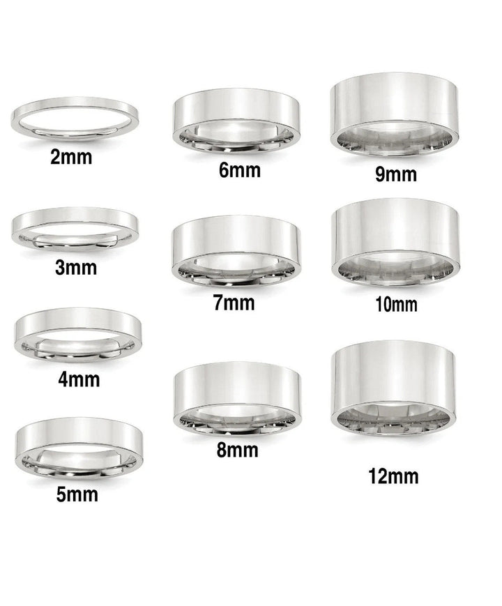FREE ENGRAVING Sterling Silver Unisex Light Flat Wedding Band Ring - 2mm - 12mm -  Ring Size 4 -13.5 - Cigar Band Wedding Ring for Women Men
