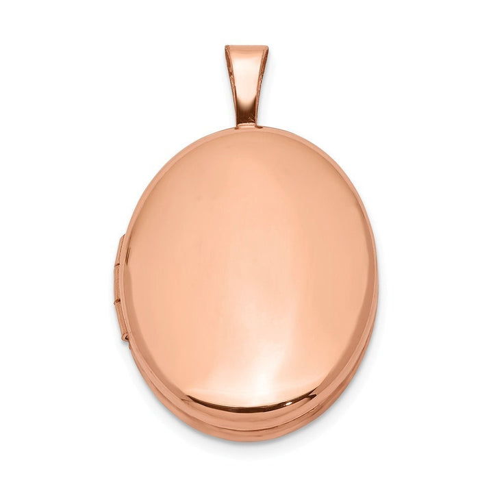 925 Sterling Silver Rose Gold Plated Polished 15mm x 25mm Oval Photo Locket Necklace