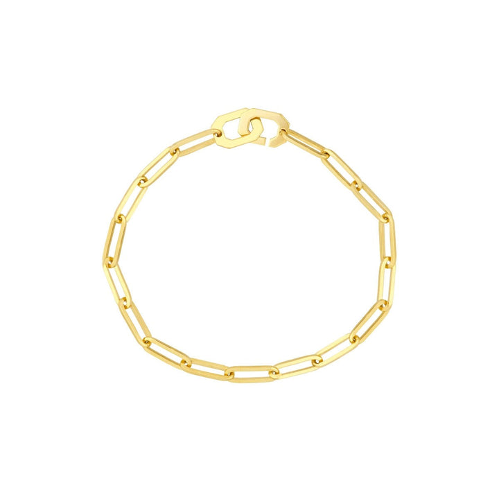 14k Yellow Gold 7.25" Octagon Clasp Paper Clip Bracelet