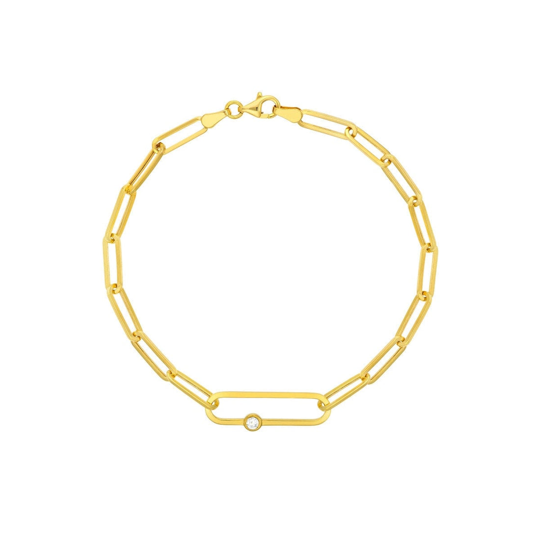 14k Yellow Gold 7.75" Diamond Paper Clip Bracelet