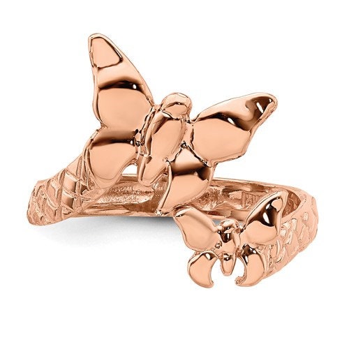 14k Yellow or Rose Gold Textured Butterfly Wrap Adjustable Toe Ring