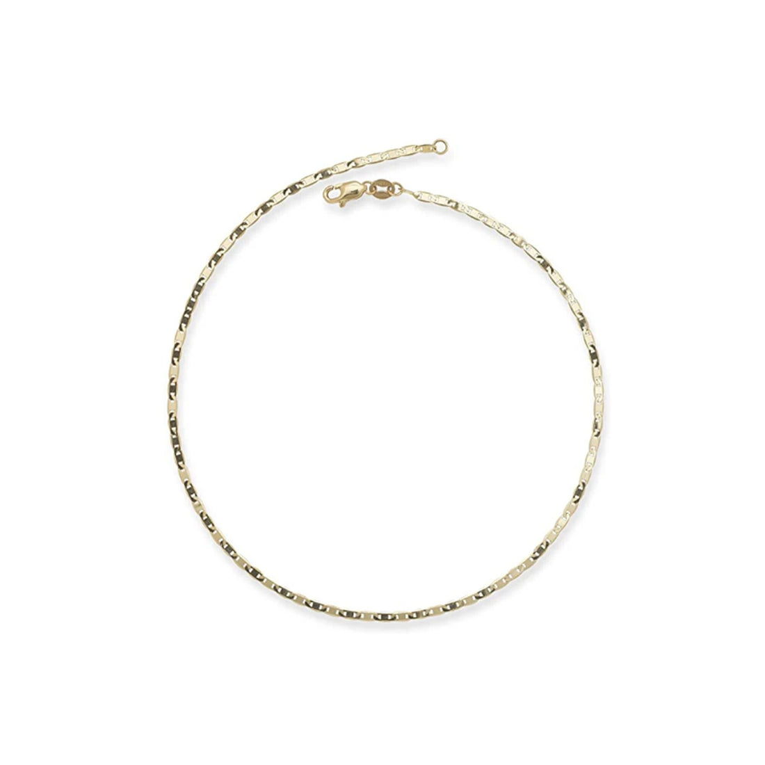 10k Yellow Gold Flat Mariner Anklet - 2.2mm x 10"