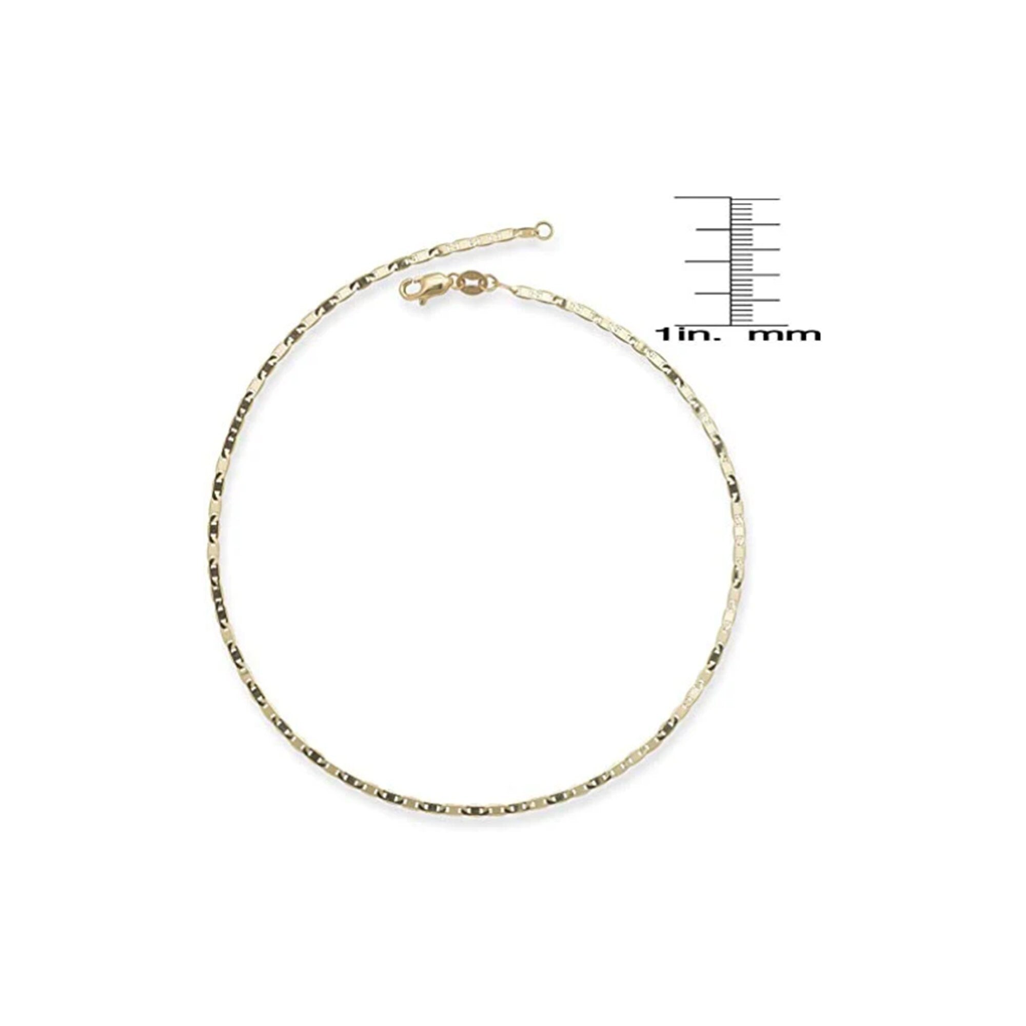 10k Yellow Gold Flat Mariner Anklet - 2.2mm x 10"