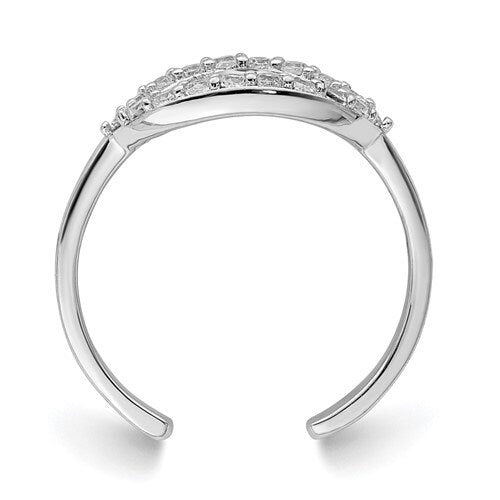 Sterling Silver Rhodium-plated Blue Enamel and CZ Evil Eye Toe Ring - Adjustable Toe ring for woman - Boho Toe Ring - Statement Toe Ring