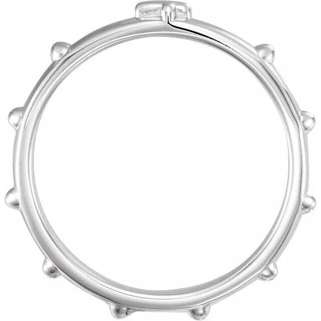 925 Sterling Silver Unisex Rosary Sideways Cross Prayer Wedding Band Ring - 2.5-5mm - Size 4-11