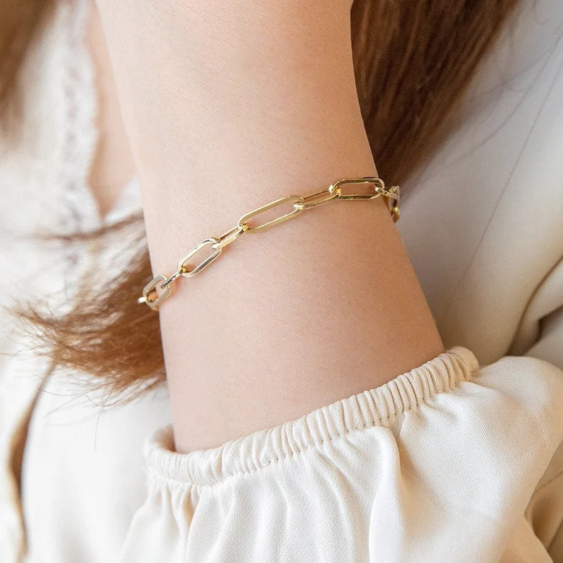 10K Yellow Gold 7.5" 4.5mm Paperclip Link Bracelet