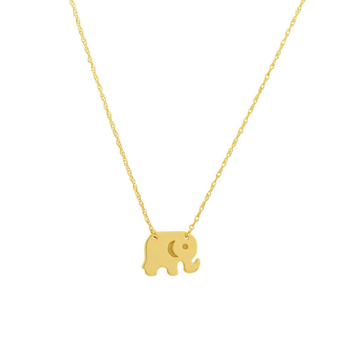 Solid 14K Yellow Gold 18-inch Mini Elephant Adjustable Necklace - Layering Necklace - Good Luck Amulet - Gift for Teen - Elephant Necklace