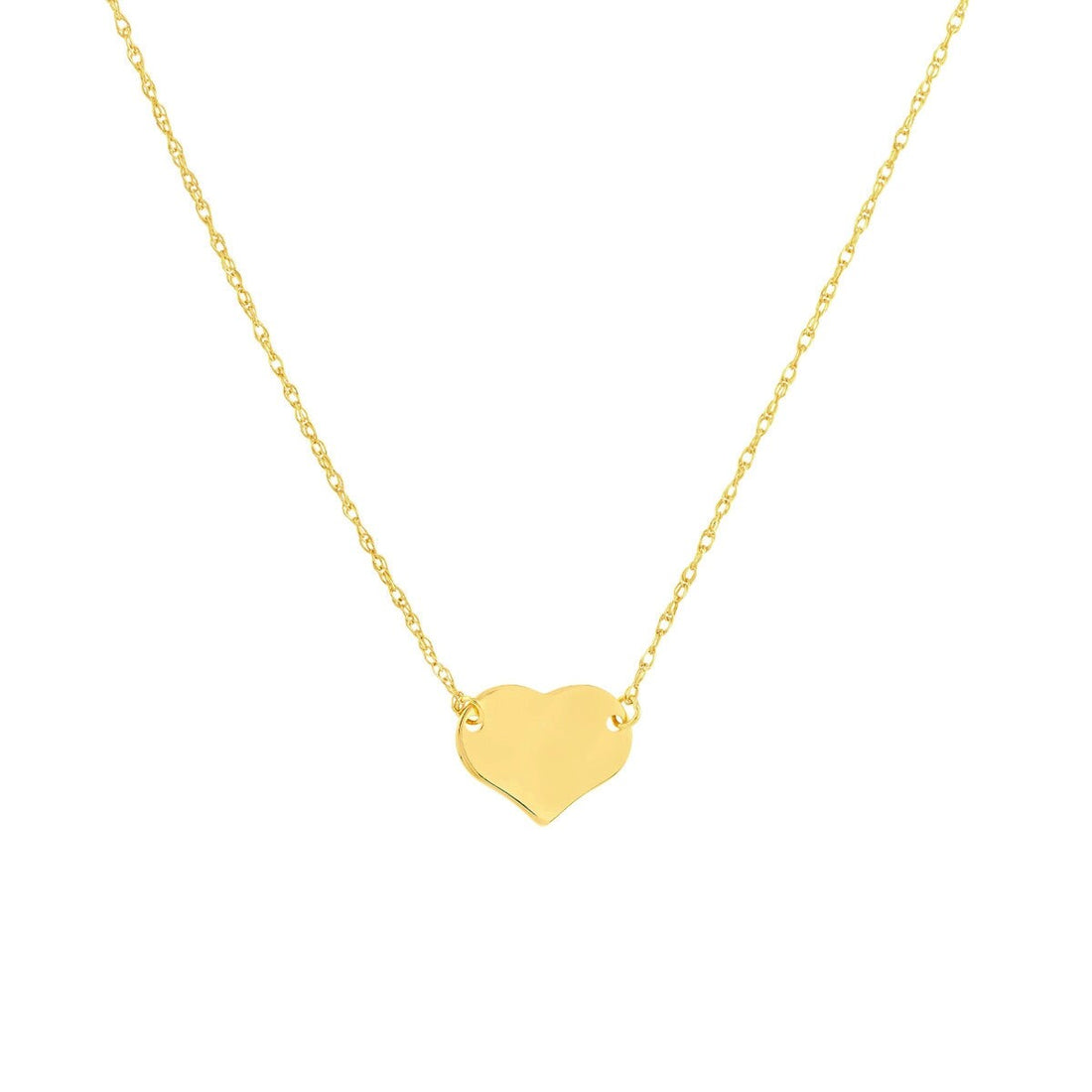 Solid 14k Gold Dainty Flat Heart Necklace - Adjustable Heart Necklace - Layering Necklace - Gold Heart Necklace for women teens